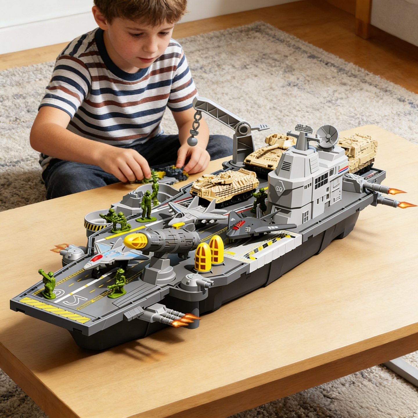 Party Games At Christmas - Children's Aircraft Carrier Assembly Toy, Complete