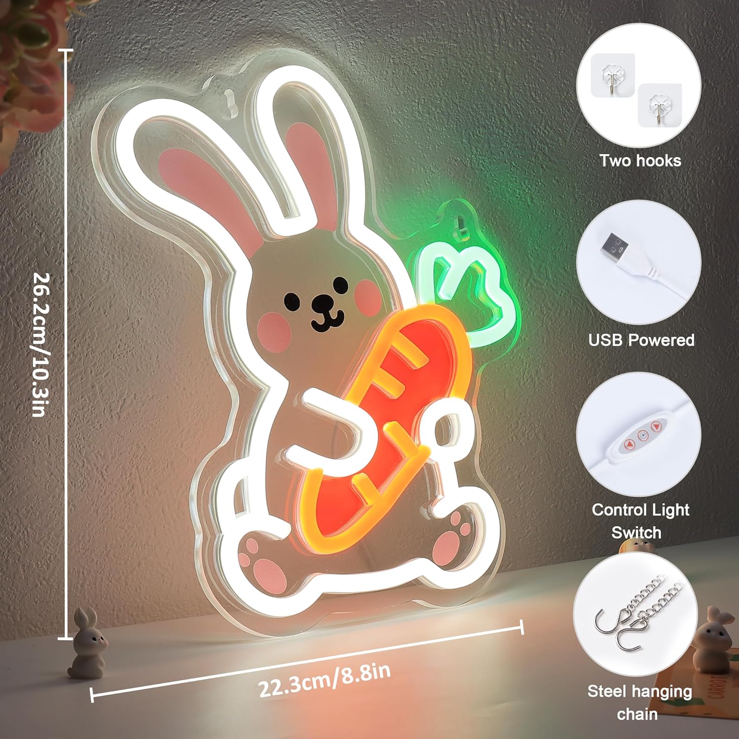 Bunny UV Neon Sign USB Dimmabl - Zoo Party Games incelemesi ve fiyatı