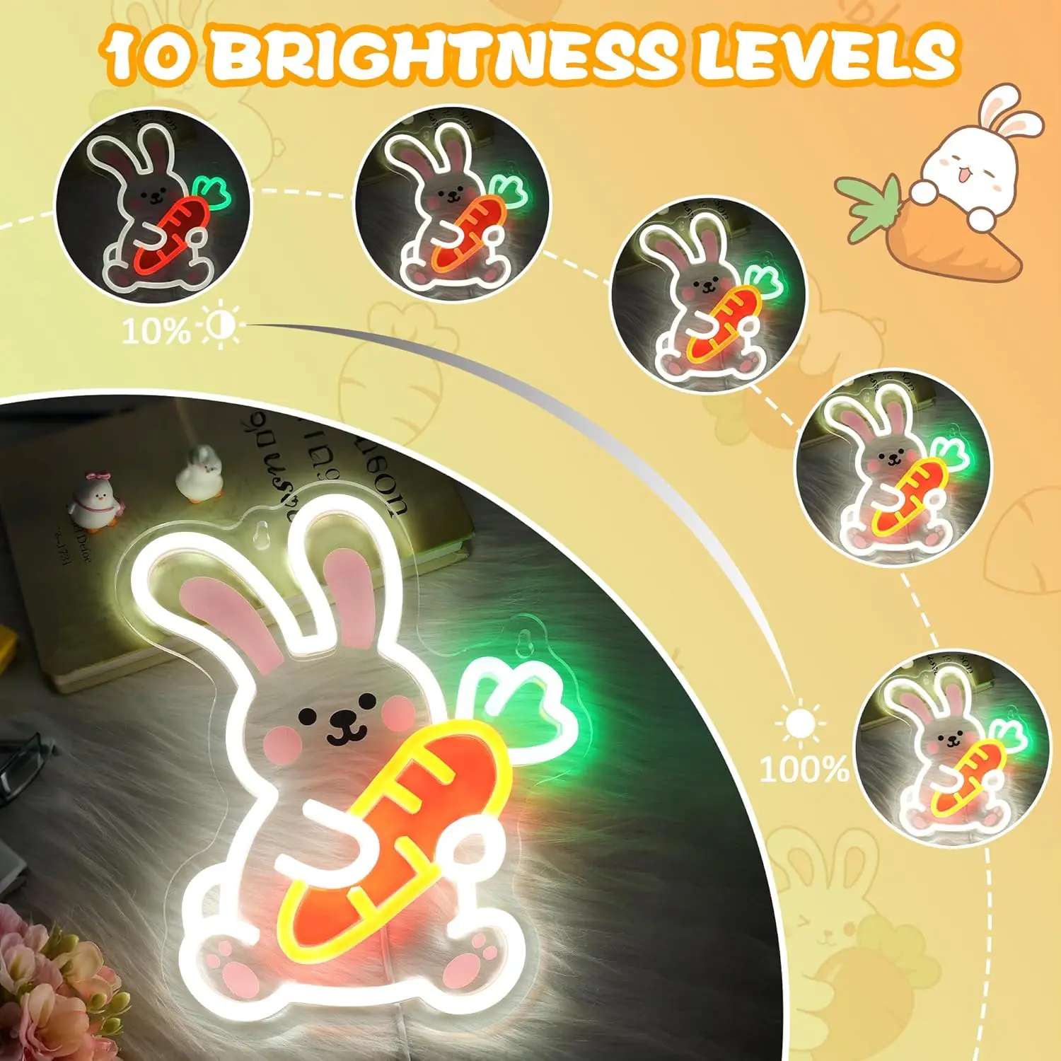 Bunny UV Neon Sign USB Dimmabl - Zoo Party Games incelemesi ve fiyatı