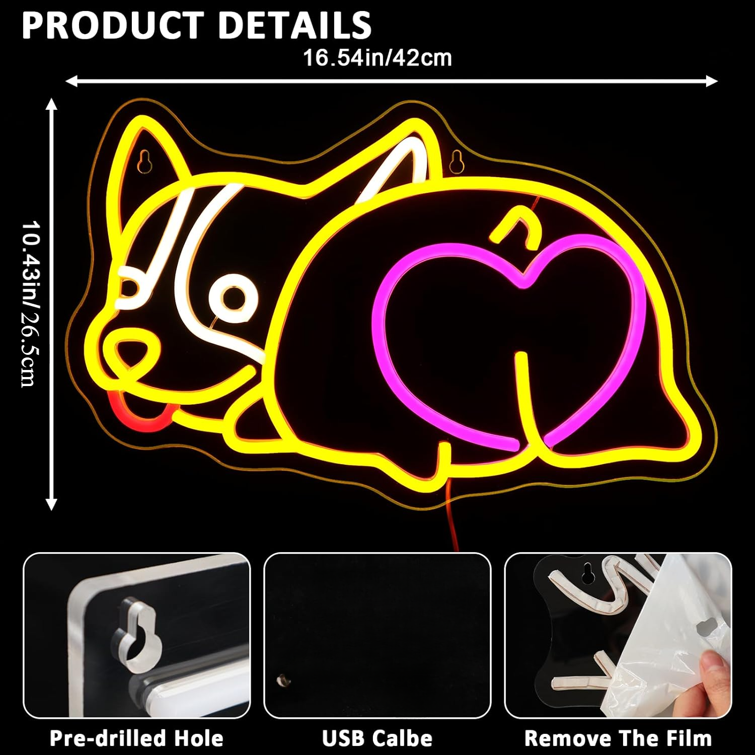 Corgie Dog Neon Sign USB Power - Zoo Party Games incelemesi ve fiyatı